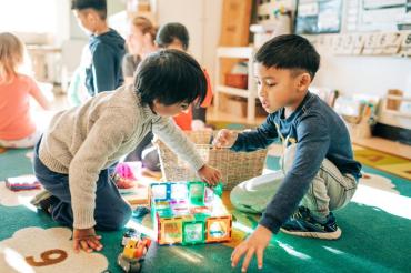 children playing blocks