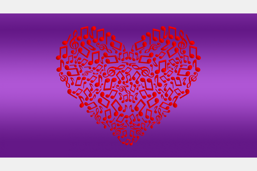 Heart with music notes