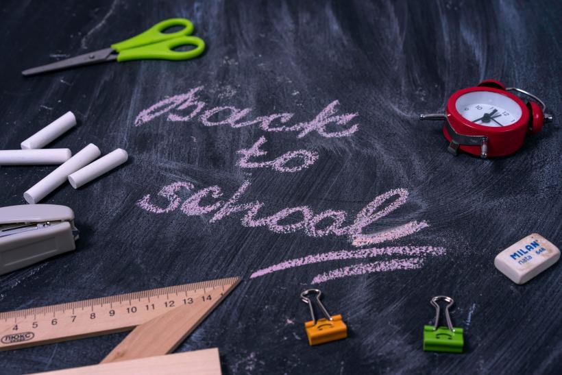 Back to school written on chalkboard